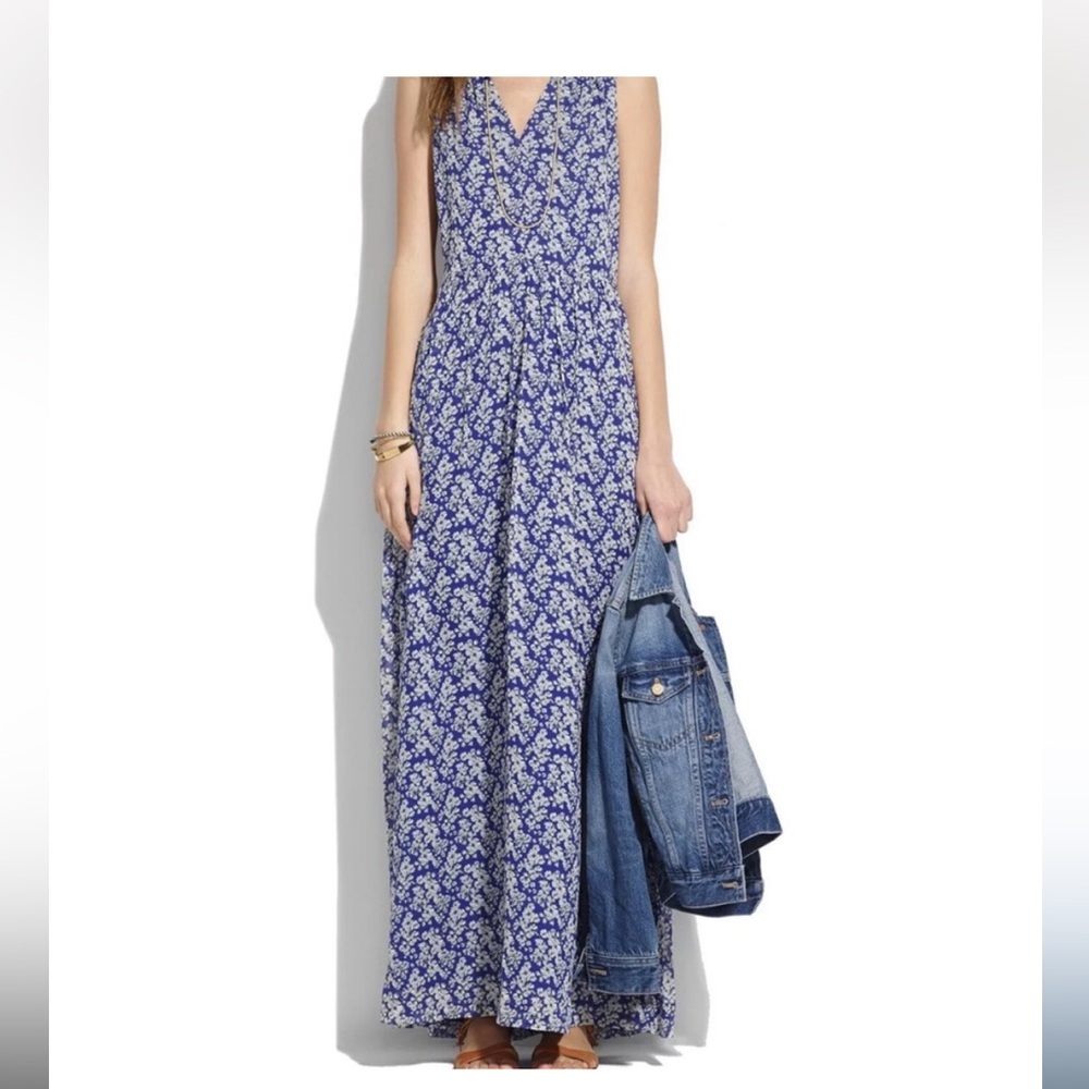 Madewell blue floral maxi dress size 2